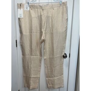 NEW Murano Baird McNutt Linen Pants Mens 46x30 Big Man Zac Classic Fit Beige